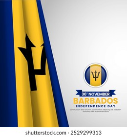 Barbados independence day flag vector template with national color Square banner background