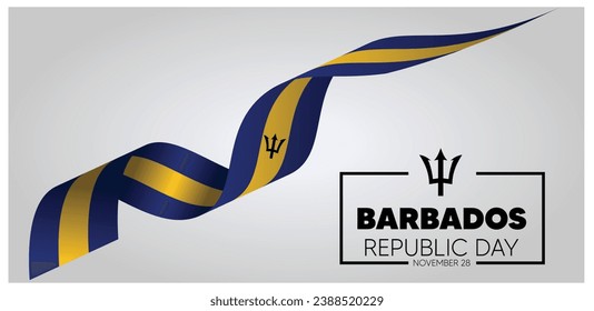 Barbados Independence Day November 30 waving flag ribbon vector poster