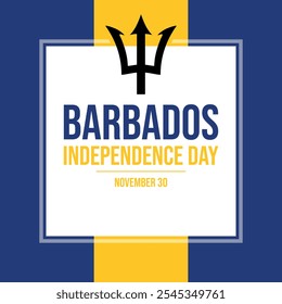 Barbados Independence Day poster vector illustration. Barbados flag square frame vector. Barbadian abstract flag symbol. Template for background, banner, card. November 30 every year. Important day
