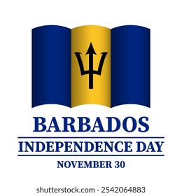 Cartaz tipográfico do Dia da Independência de Barbados. Feriado nacional celebrado em 30 de novembro. Modelo vetorial para cartaz tipográfico, banner, cartão comemorativo, folheto, etc