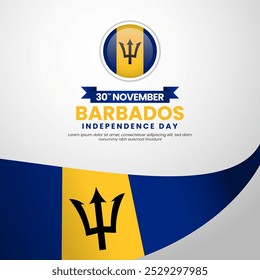 Dia da Independência de Barbados acenando banner da bandeira da faixa de opções para o modelo de mídia social