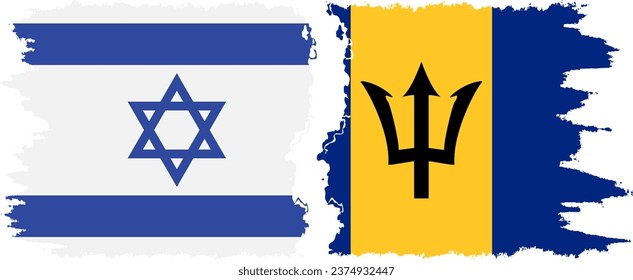 Barbados and Israel grunge flags connection, vector