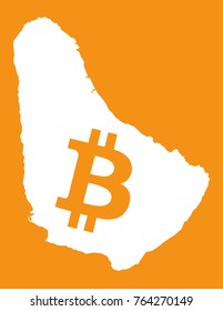 Barbados map with bitcoin crypto currency symbol illustration