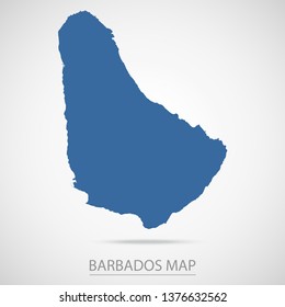 Barbados map. Blue Barbados map and Country name . Vector map on gray background. Symbol for your web site design map logo. app, ui, Travel vector eps10, concept Illustration.
