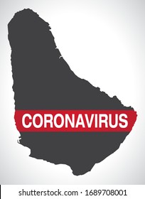 Barbados-Karte mit Coronavirus-Warngrafik