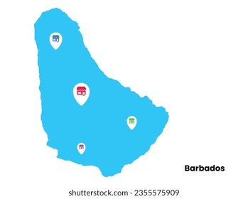 Barbados Map, country map, Ecommerce map, shopping icon