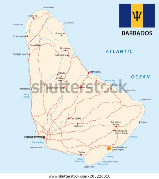 Barbados Map Flag Stock Vector (Royalty Free) 285226310