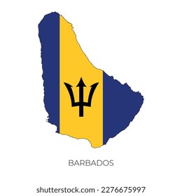 Barbados map and flag. Detailed silhouette vector illustration