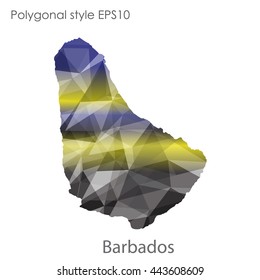 Barbados map in geometric polygonal style.Abstract gems triangle,modern design background.Vector illustration EPS10