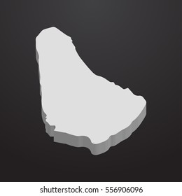 Barbados map in gray on a black background 3d