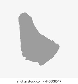 Barbados map in gray on a white background