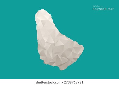 Barbados Map - Green and Gray Polygon Vector Illustration, Low Poly Geometric Design with Clean Minimal Style on Solid Background for Infographic Use.