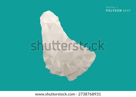 Barbados Map - Green and Gray Polygon Vector Illustration, Low Poly Geometric Design with Clean Minimal Style on Solid Background for Infographic Use.