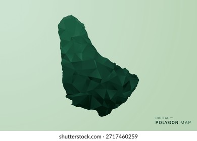 Mapa de Barbados - Ilustración vectorial de estilo de polígono verde, diseño geométrico de bajo poli con silueta limpia sobre fondo verde suave.