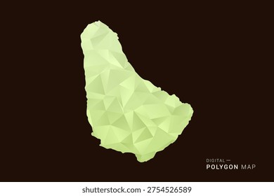 Barbados Map - Low poly polygon map in soft light green gradient on dark brown background, modern minimal geometric style, clean abstract vector illustration design.