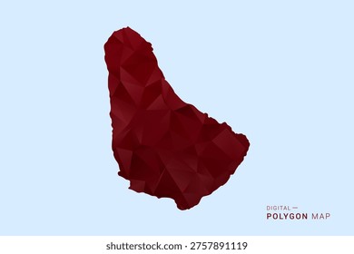 Barbados Map - Low poly polygon map in deep red gradient on light blue background, modern minimal geometric design, vector illustration with faceted triangulated style.