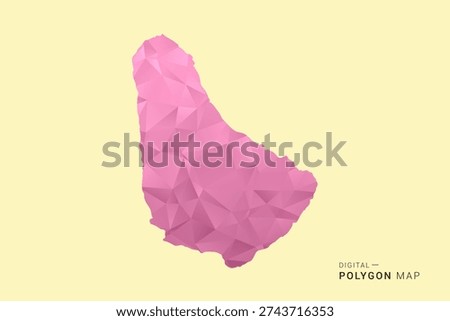 Barbados Map - Low poly polygon map design in soft pink pastel gradient on beige background, modern minimal geometric style, clean digital vector illustration.
