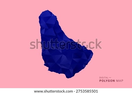 Barbados Map - Low poly polygon map in deep blue gradient on soft pink pastel background, modern minimal geometric design, clean digital vector illustration.