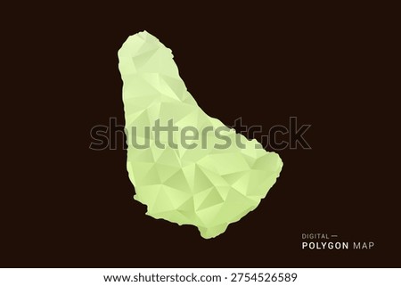 Barbados Map - Low poly polygon map in soft light green gradient on dark brown background, modern minimal geometric style, clean abstract vector illustration design.