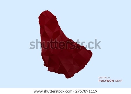 Barbados Map - Low poly polygon map in deep red gradient on light blue background, modern minimal geometric design, vector illustration with faceted triangulated style.