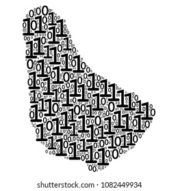 Barbados Map mosaic icon of one and zero digits in different sizes. Vector digits are scattered into Barbados Map composition design concept.