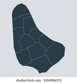 Barbados map on white background vector, Barbados Map Outline Shape Gray on White Vector Illustration, High detailed Gray illustration map Barbados.