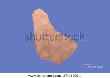 Barbados Map - Orange Polygon Vector Illustration on Deep Blue Background, Low Poly Geometric Design, Modern Abstract Country Silhouette for Infographics and Presentation Use.