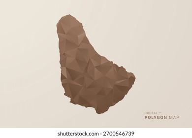 Barbados Map - Polygon Style Vector Illustration in Brown Gradient, Low Poly Geometric Design, Isolated on Beige Background for Infographics and Decoration.