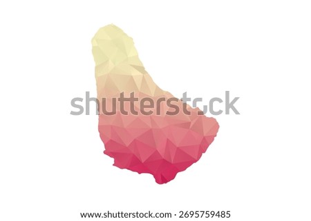 Barbados Map - Polygon Style Vector Illustration in Peach and Pink Gradient, Low Poly Geometric Design, Isolated on White Background for Infographics and Projects.