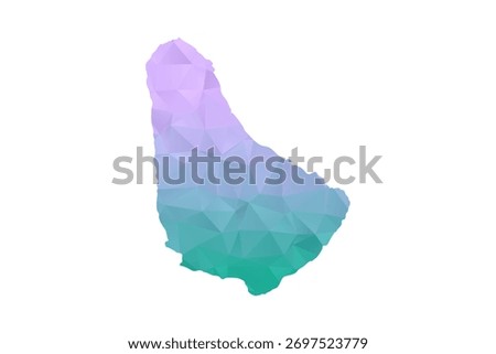 Barbados Map Polygon Style Vector Illustration in Purple and Cyan Gradient, Low Poly Geometric Design, Isolated on White Background for Infographics and Projects.
