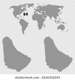 Barbados Map Set with World Location.