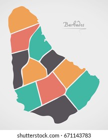Barbados Map with states and modern round shapes