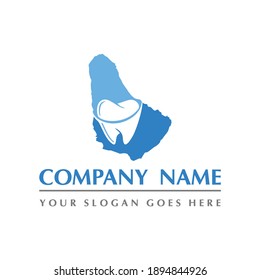 barbados map and teeth dental care symbol logo vector