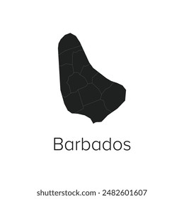 Barbados Map Vector Illustration - Silhouette, Outline, Barbados Travel and Tourism Map