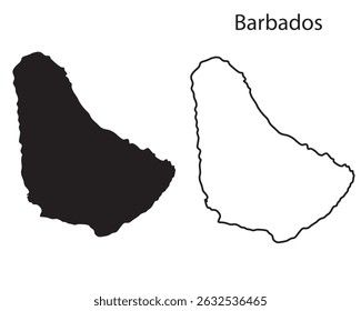Barbados map vector illustration, Barbados map silhouette, Barbados country Landscape, Black and white Barbados map