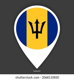 Barbados marker icon on dark grey background. Barbados pin icon isolated on barely dark background.