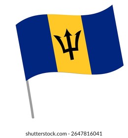 Bandeira nacional de Barbados salta com mastro