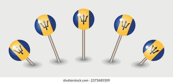 Barbados national flag map marker pin icon illustration
