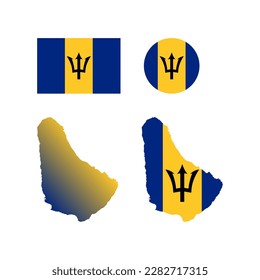 Barbados national flag and map vectors set....