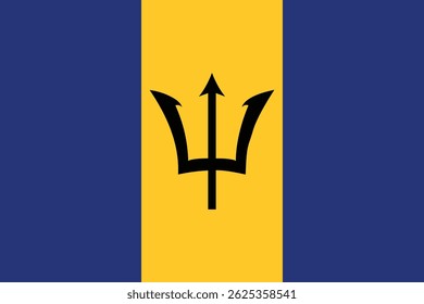 Barbados national flag. A rectangular Barbados flag icon vector illustration. Standard Size.