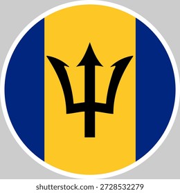 Ilustración vectorial nacional de la bandera de Barbados en forma de círculo, diseño de alta calidad