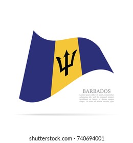 Barbados national flag waving vector icon