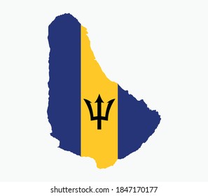 Barbados National Map with flag illustration