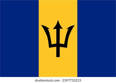 Vector de bandera oficial de Barbados con tamaño y proporción estándar. emblema de la bandera nacional con un tamaño y colores precisos.