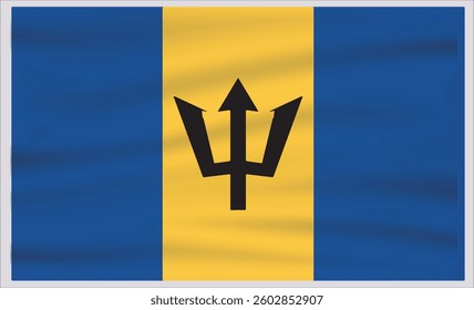 Barbados official flag vector with standard size and proportion. National flag emblem with accurate size and colors.