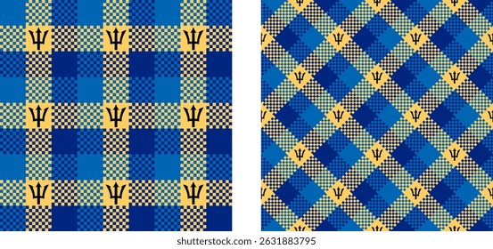 Conjunto de patrones de Barbados. Fondo a cuadros para decoración y etc. Ilustración vectorial