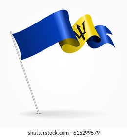 Barbados pin icon wavy flag. Vector illustration.