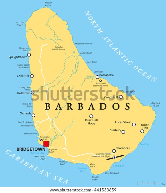 Barbados Political Map Capital Bridgetown 600w 441533659 