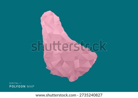Barbados polygon map vector illustration in low poly geometric style, soft pastel colors with pink and teal green tones, clean silhouette on solid background, ideal for infographic.