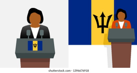 Barbados Prime Minister And Flag